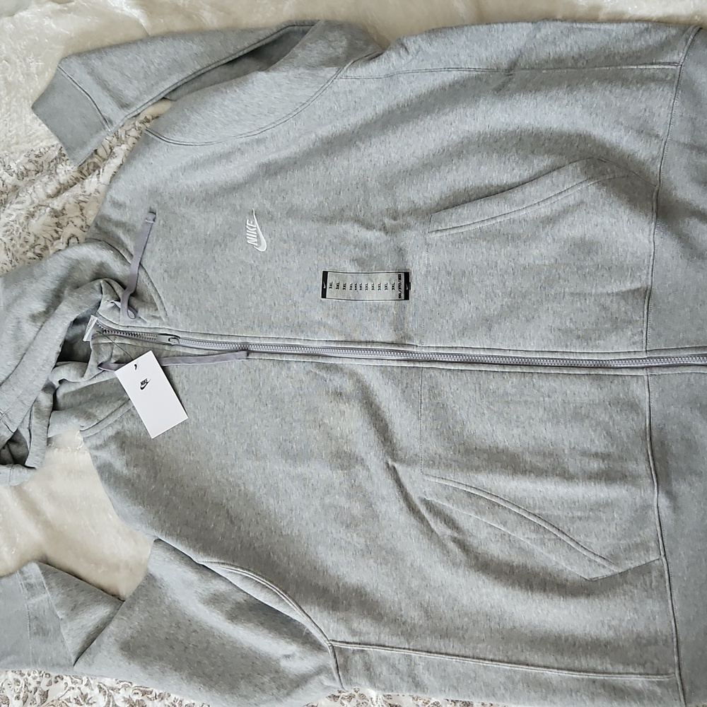Nike 3XL- Light Gray Full-Zip Hoodie